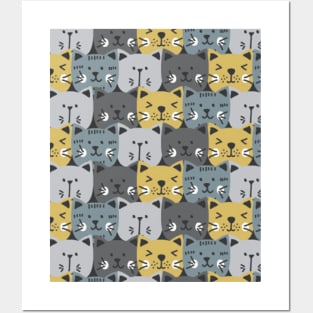 Cat Pattern , cute cat , Funny cat Posters and Art